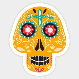 Dia de los muertes skull. Mexican Day of the Dead. Sticker